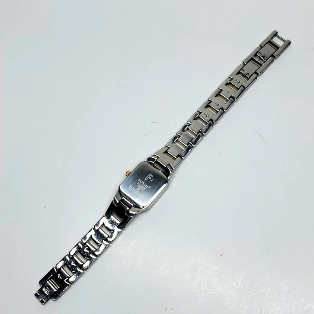 Vintage Fossil F² Watch ES9666 Two Tone Steel Wristband White Face Watch